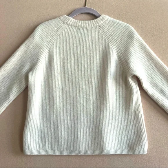 Quince Mongolian Cashmere Fisherman Crewneck Sweater Ivory size M Timeless Soft - Picture 11 of 16